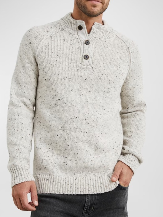Rails Other - Rails Men's Harding Henley Melange Raglan Sweater Speckled Gray Size L